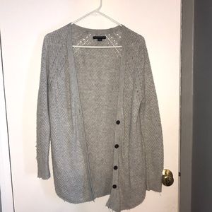 grey cardigan